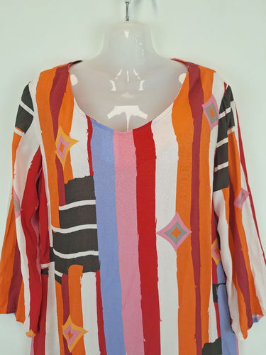 Second-Hand - Foil Vibrant Abstract Print Shift Mini Dress Size 10 - SwapUp