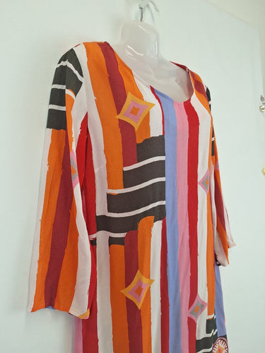 Second-Hand - Foil Vibrant Abstract Print Shift Mini Dress Size 10 - SwapUp