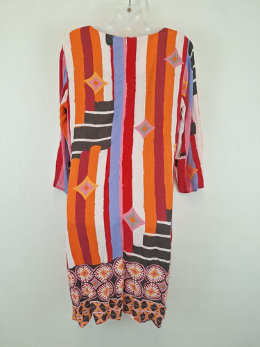 Second-Hand - Foil Vibrant Abstract Print Shift Mini Dress Size 10 - SwapUp
