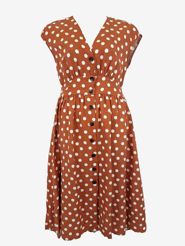 Witchery Burnt Orange Polka Dot Midi Dress Size 12