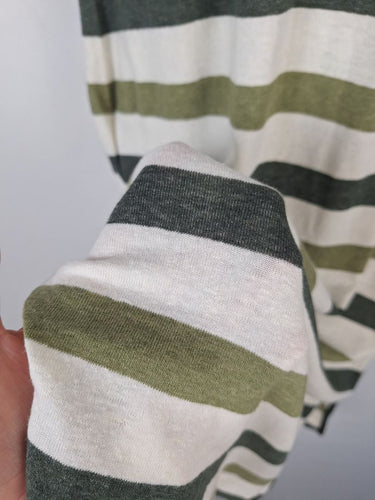 Second-Hand - Country Road Cream Soft Jersey Striped Crew Midi Dress Size L - SwapUp