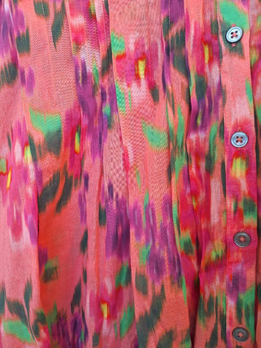 Second-Hand - Megan Park Soft Peachy Floral Blur Blouse Size S - SwapUp