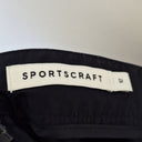 Second-Hand - Sportscraft Navy Diagonal Panel Split Midi Skirt Size 12 - SwapUp