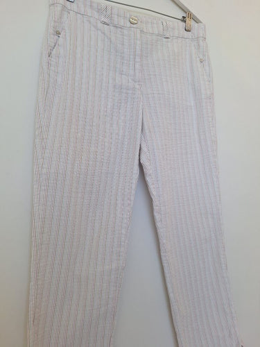Second-Hand - Blue Illusion Soft Pastel Stripe Ankle Pants Size M - SwapUp