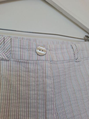 Second-Hand - Blue Illusion Soft Pastel Stripe Ankle Pants Size M - SwapUp