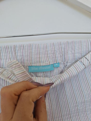 Second-Hand - Blue Illusion Soft Pastel Stripe Ankle Pants Size M - SwapUp