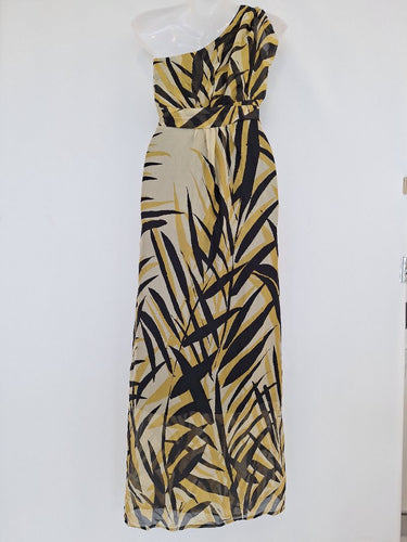 Second-Hand - White Suede One Shoulder Tropical Maxi Dress Size 6 - SwapUp