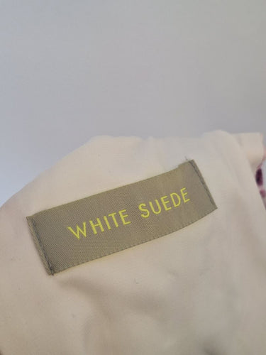 Second-Hand - White Suede Icy Purple Mini Dress Size 10 - SwapUp