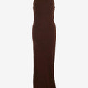 Second-Hand - Bec & Bridge Chocolate Ribbed Back Tie Maxi Dress Size 14 - SwapUp