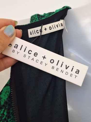 Second-Hand - Alice + Olivia Emerald Snake Mini Dress Size 8 - SwapUp