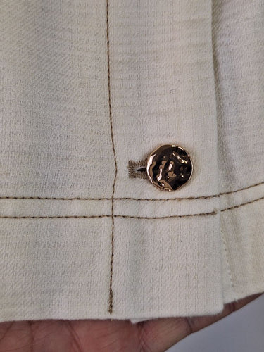Second-Hand - Acler Cream Gold Button Mini Skirt Size 10 - SwapUp