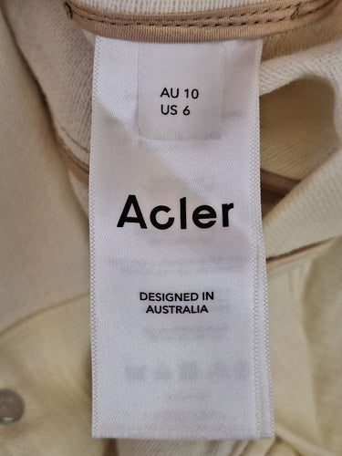 Second-Hand - Acler Cream Gold Button Mini Skirt Size 10 - SwapUp