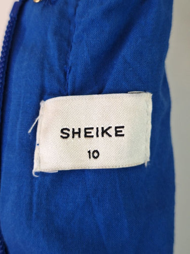 Second-Hand - Sheike Admiral Blue Linen Blend Mini Dress Size 10 - SwapUp