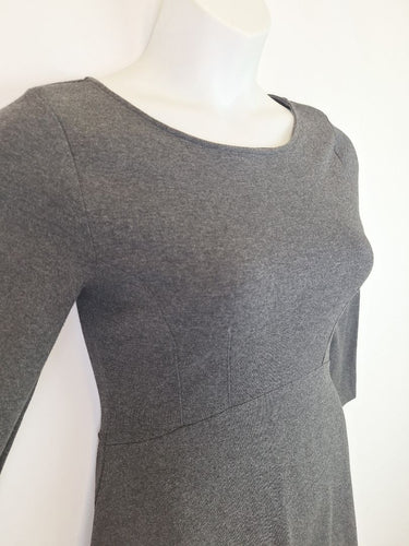 Second-Hand - French Connection Smart Grey Marle Warm Midi Dress Size 12 - SwapUp