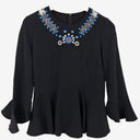 Second-Hand - Assorted Brands Peplum Embroidered Ruffle Blouse Size 10 - SwapUp