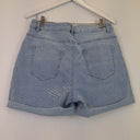 Second-Hand - Vine Apparel Washed Blue Shorty Denim Shorts Size 14 - SwapUp