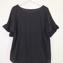 Second-Hand - Atmos & Here Floaty Frilled Noir Top Size 14 - SwapUp