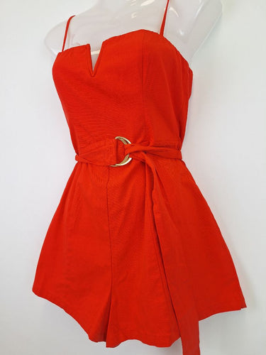 Second-Hand - BWLDR Resort Fiery Coral Cotton Playsuit Size 8 - SwapUp