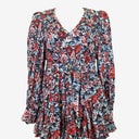 Second-Hand - Kate Ford Painted Floral Linen Long Sleeve Belted Mini Dress Size 12 - SwapUp