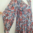 Second-Hand - Kate Ford Painted Floral Linen Long Sleeve Belted Mini Dress Size 12 - SwapUp