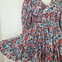 Second-Hand - Kate Ford Painted Floral Linen Long Sleeve Belted Mini Dress Size 12 - SwapUp