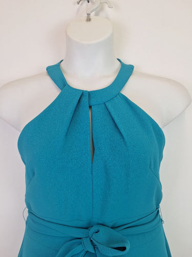 Second-Hand - Cue Charming Turquoise Halter Midi Dress Size 12 - SwapUp