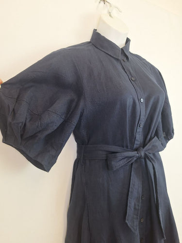 Second-Hand - Witchery Staple Navy Linen Godet Dress Size 12 - SwapUp