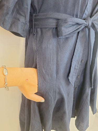 Second-Hand - Witchery Staple Navy Linen Godet Dress Size 12 - SwapUp