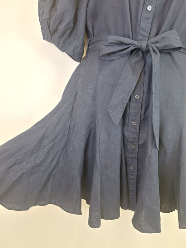 Second-Hand - Witchery Staple Navy Linen Godet Dress Size 12 - SwapUp