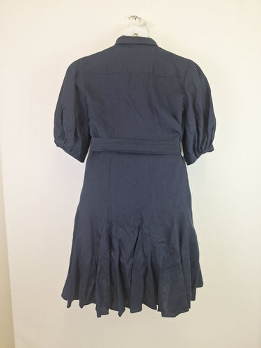 Second-Hand - Witchery Staple Navy Linen Godet Dress Size 12 - SwapUp
