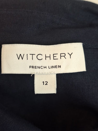 Second-Hand - Witchery Staple Navy Linen Godet Dress Size 12 - SwapUp