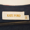 Second-Hand - Kate Ford Painted Floral Linen Long Sleeve Belted Mini Dress Size 12 - SwapUp