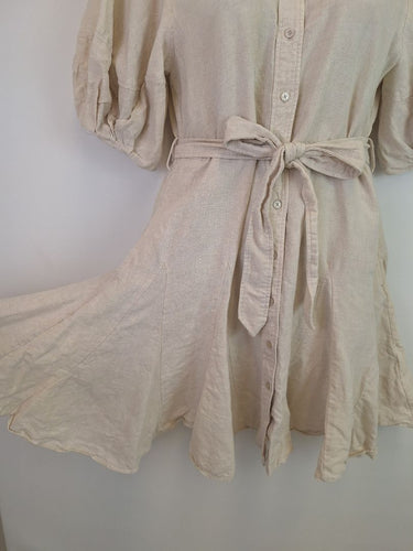Second-Hand - Witchery Essential Chalk White Linen Godet Skirt Dress Size 12 - SwapUp