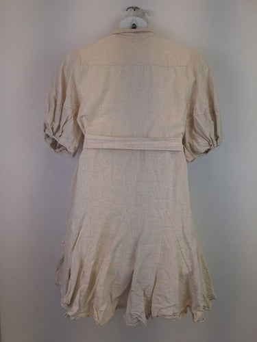 Second-Hand - Witchery Essential Chalk White Linen Godet Skirt Dress Size 12 - SwapUp
