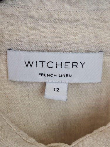 Second-Hand - Witchery Essential Chalk White Linen Godet Skirt Dress Size 12 - SwapUp