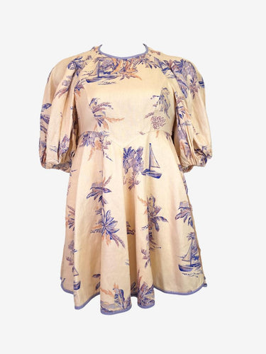 Zimmermann Hazy Tropical Linen Mini Dress Size 12