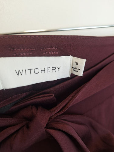 Second-Hand - Witchery Merlot Stylish Belted Pants Size 16 - SwapUp
