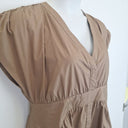 Second-Hand - Country Road Breezy Taupe Capped Sleeve Midi Dress Size 16 - SwapUp