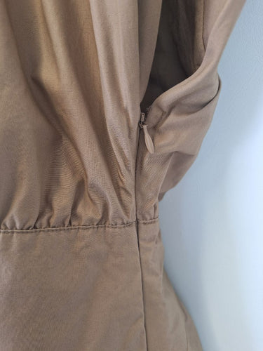 Second-Hand - Country Road Breezy Taupe Capped Sleeve Midi Dress Size 16 - SwapUp