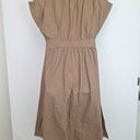 Second-Hand - Country Road Breezy Taupe Capped Sleeve Midi Dress Size 16 - SwapUp
