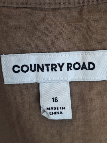 Second-Hand - Country Road Breezy Taupe Capped Sleeve Midi Dress Size 16 - SwapUp