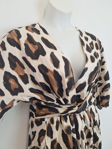 Second-Hand - Witchery Stylish Animal Print Handkerchief Midi Dress Size 16 - SwapUp