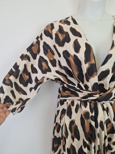 Second-Hand - Witchery Stylish Animal Print Handkerchief Midi Dress Size 16 - SwapUp