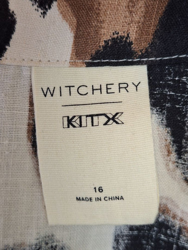 Second-Hand - Witchery Stylish Animal Print Handkerchief Midi Dress Size 16 - SwapUp