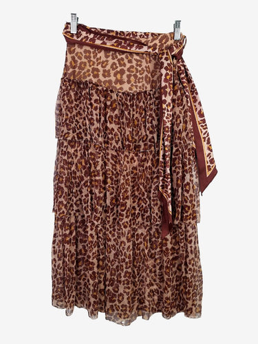Zimmermann Flirty Cheetah Silk Skirt Size 8