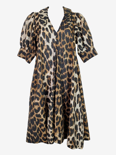 Ganni Puff Cheetah Mini Dress Size 6