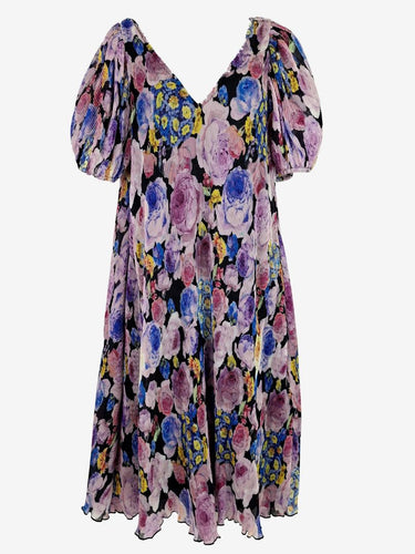 Ganni Purple Rose Georgette Pleat Dress Size 6