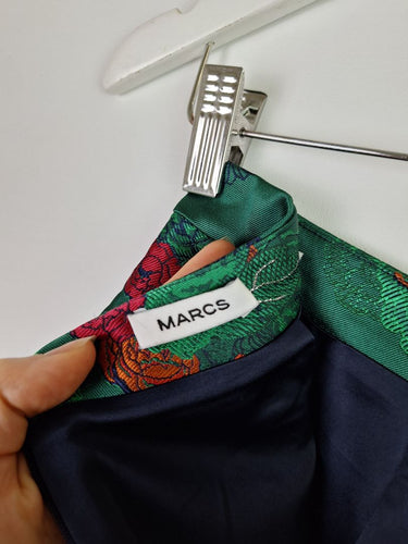 Second-Hand - Marcs Emerald Floral Side Stripe Mini Skirt Size 8 - SwapUp