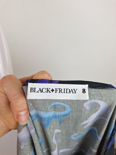 Second-Hand - Black Friday Playful Scooped Dinosaur Mini Dress Size 8 - SwapUp