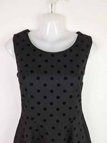 Second-Hand - Revival Velvet Spotted Skater Mini Dress Size 8 - SwapUp